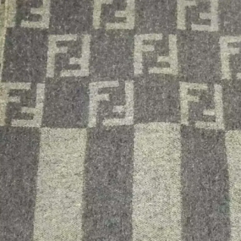 Auth Fendi Shades of Gray Print Wool Scarf Muffler Stole